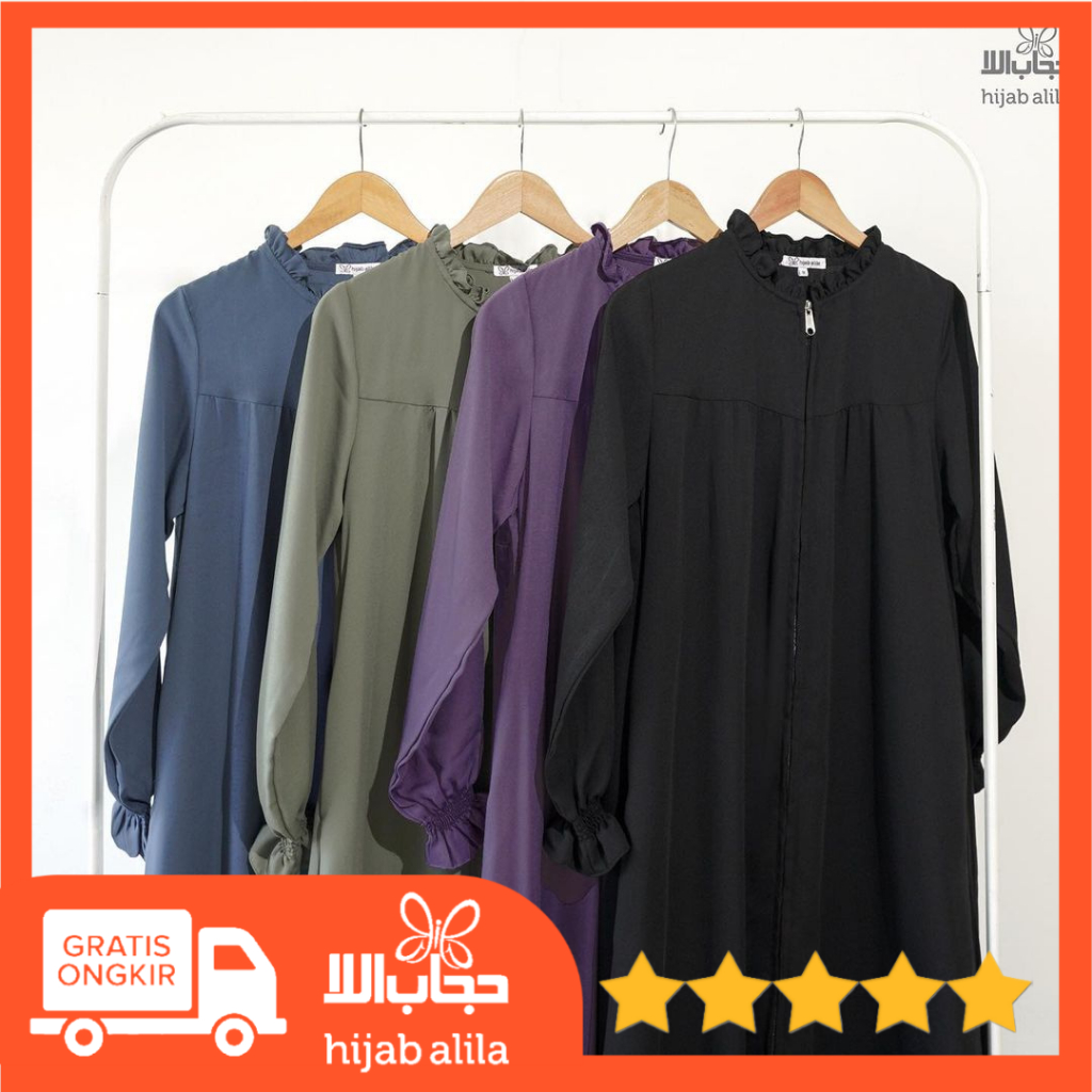 GAMIS ABAYA ZIPPER POLOS HIJAB ALILA