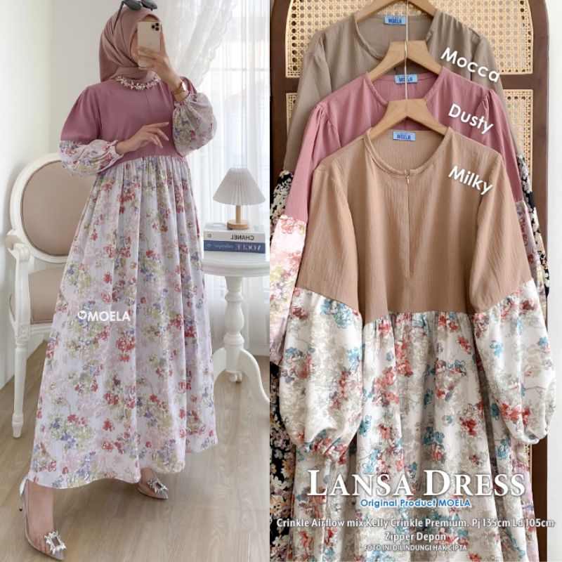 Gamis Dress Busui Motif Kombinasi Original by Moela [Lifta Miusi Fiuji Maira Belna Cesia Jiofa Liofa Faira Yosia Kiesa Mirosa Jinas Avila Sanum Tesaf Kuima Timna Buina Hijia]