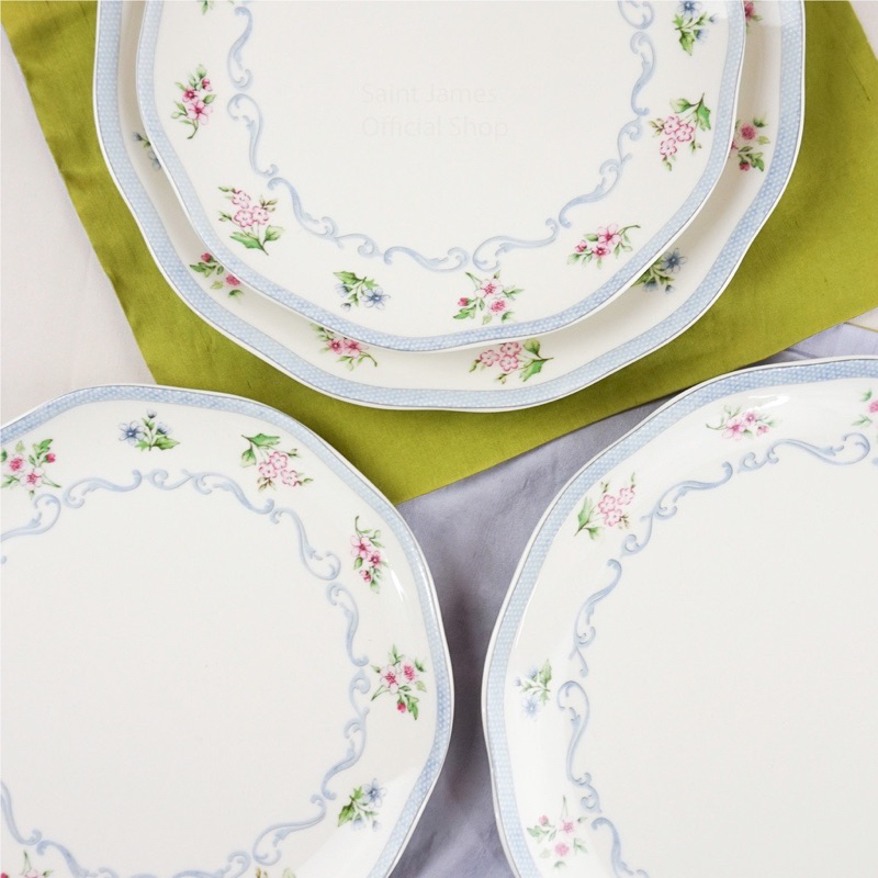 Saint James Plate Set Linen Flower Piring 4 Pcs Dinner & Salad Plate