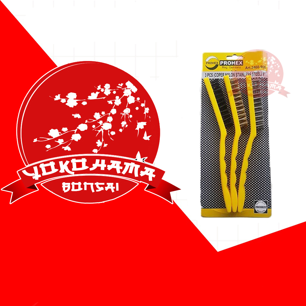 YOKOHAMA BONSAI - Hasston Prohex Sikat 3-in-1 Set Kawat Nylon Tembaga 3 Pcs - 9 Inch