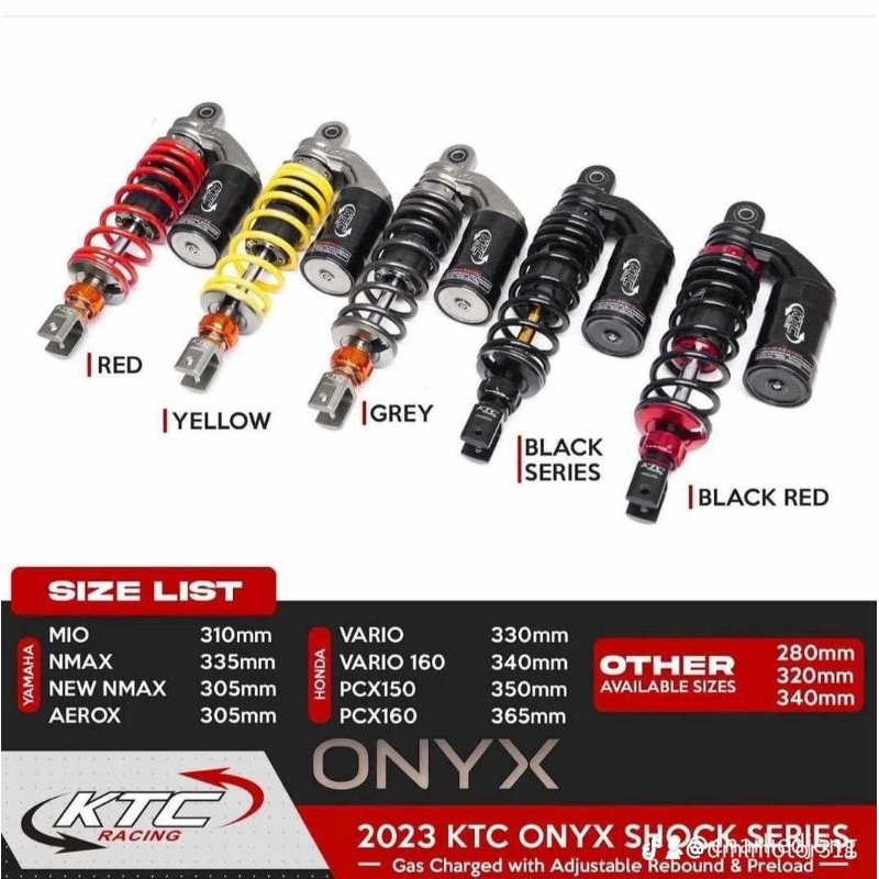 shock ktc racing onix original aerox nmax new nmax old pcx150/160 xmax250 adv150 adv160 nouvo skywave