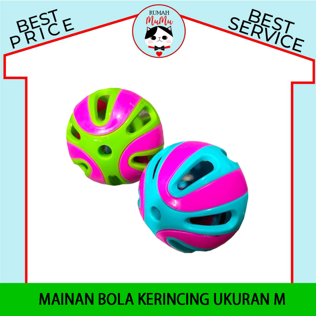 MAINAN KUCING BOLA KERINCING BAHAN TEBAL UKURAN 6,5 CM