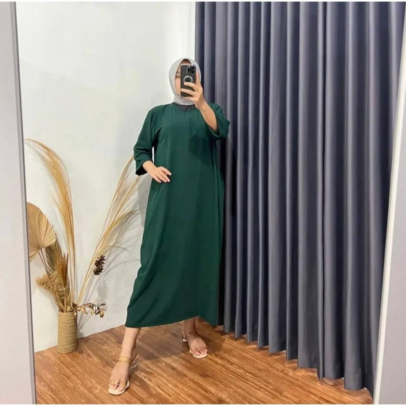 Alfiani Daster Gamis Crinkle 3/4 / Long Dress Busui Wanita Kekinian