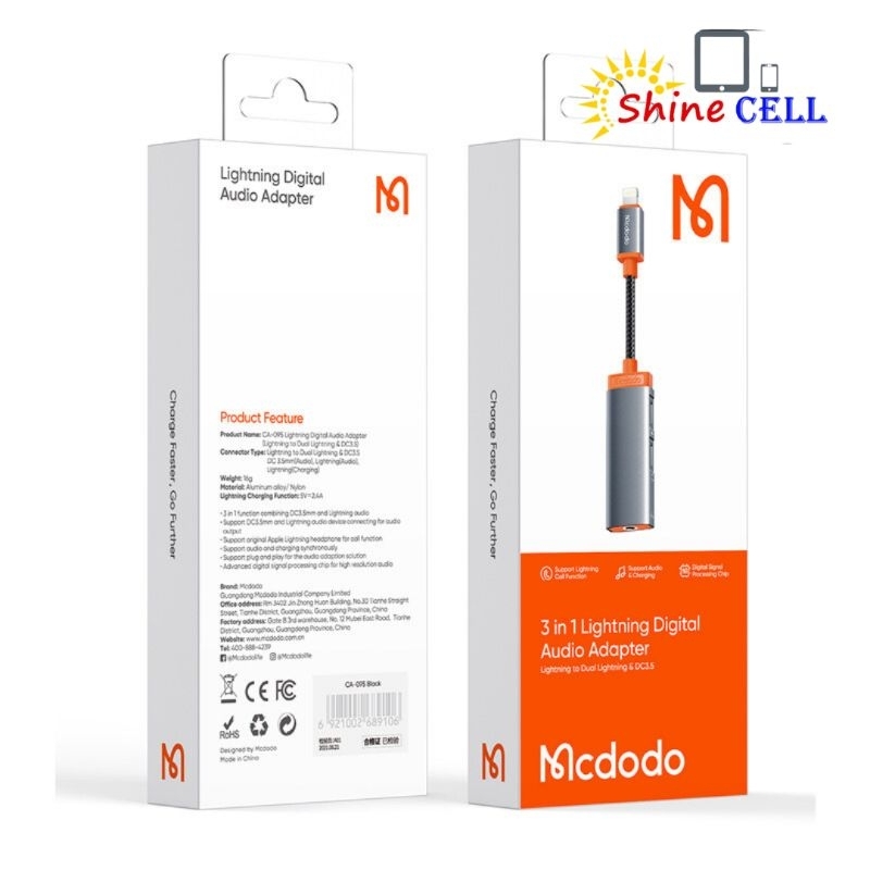 3 in 1 Lightning Digital Audio Adapter Mcdodo