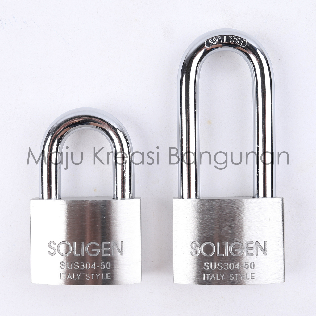 Gembok Stainless Steel 304 SOLIGEN 50mm Kunci Komputer Panjang Pendek Pagar Rumah Ruko Computer Key 50 mm SUS304