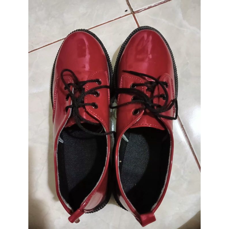 (ready) new sepatu wanita merah maroon sepatu kantor main casual