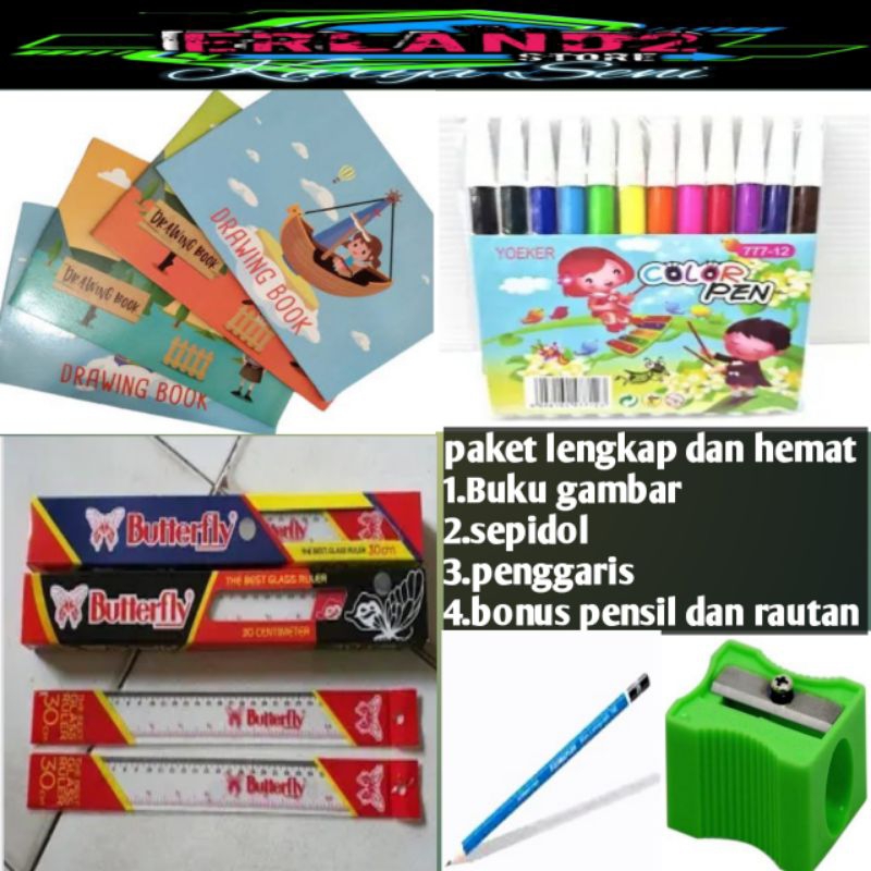 

buku gambar paket lengkap bonus termurah