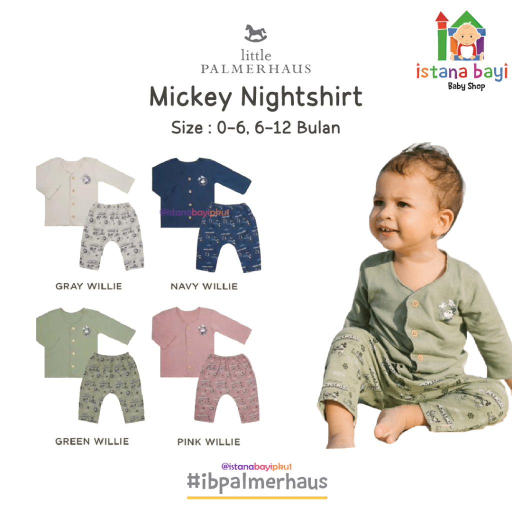 Little Palmerhaus Disney100 Mickey NightShirt  / Setelan panjang Anak 0-12 Bulan