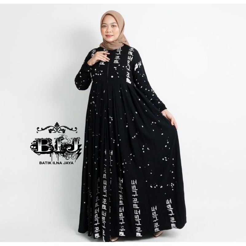 Gamis twill rayon ori motif terlaris gamis abstrak dewasa terlaris gamis Twill 007