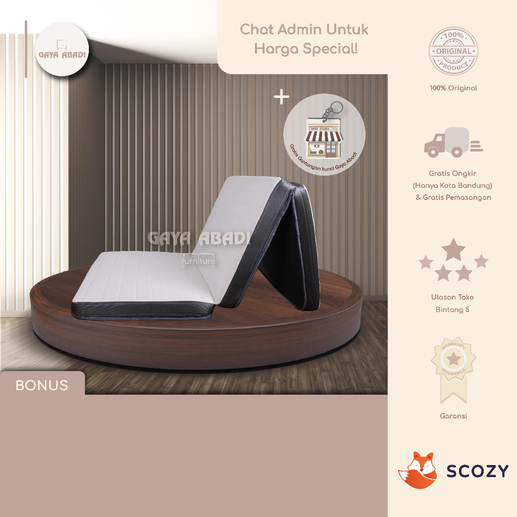 Scozy Foldable Mattress / Kasur Kasur Lipat 3 - Gaya Abadi Furniture x Central Springbed