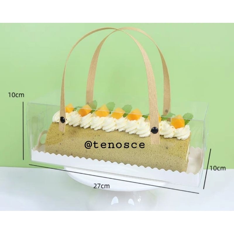 

5set Kotak Mika Jinjing Tenteng 27cm Kue Bolu Gulung Roll Swiss Cake Handle Hampers Baking Imlek Natal Christmas Lebaran Eid Idul Adha
