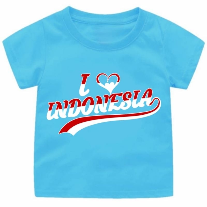 Baju Kaos Anak i Love indonesia usia 1-12Tahun