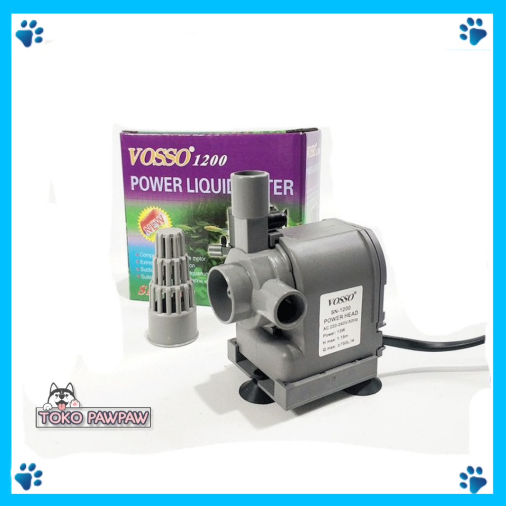 VOSSO SN-1200, SN-1600, SN-2500, SN-3500, SN-4500 POWER HEAD Pompa Celup Akuarium Filter Penyaring A