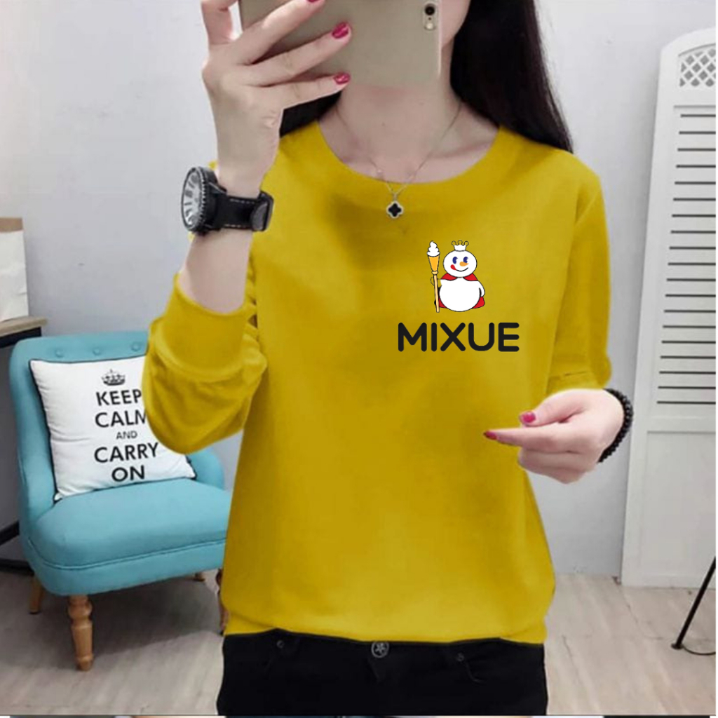 Baju Lengan Panjang wanita unggulan MIXUE kaos Distro Keren dan Trendy/kaos Gaul dan Kekinian / kaos distro terlaris