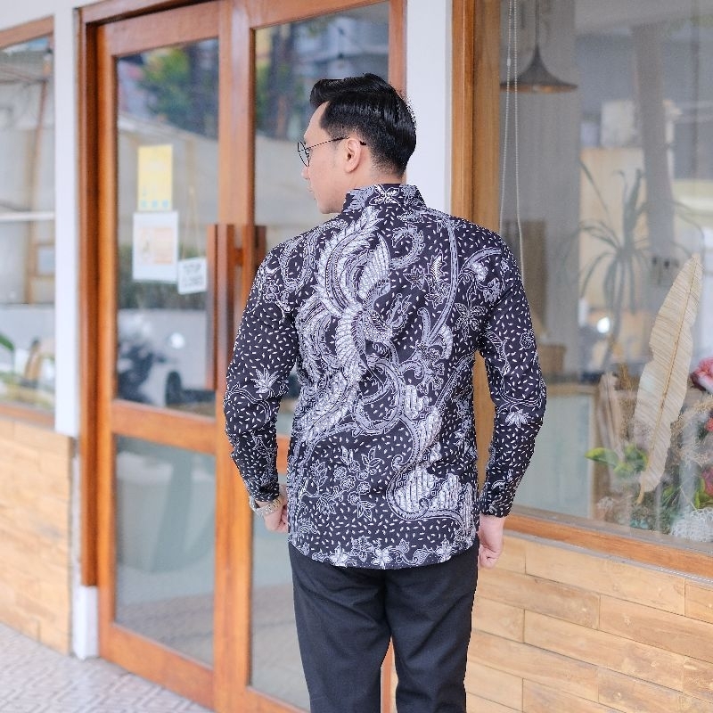 BATIK BOLO DEWO Motif Gabah Seribu Kemeja Baju Batik Pria Lengan panjang Lapis furing Hem Atasan