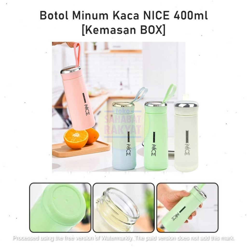 BTL005M Botol Minum Kaca NICE/Botol Minum Tenteng 450ml