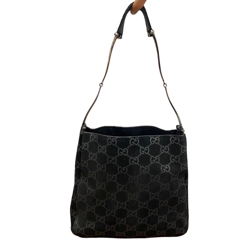 Gucci vintage shoulder bag in black suede - cimes with dustbag
