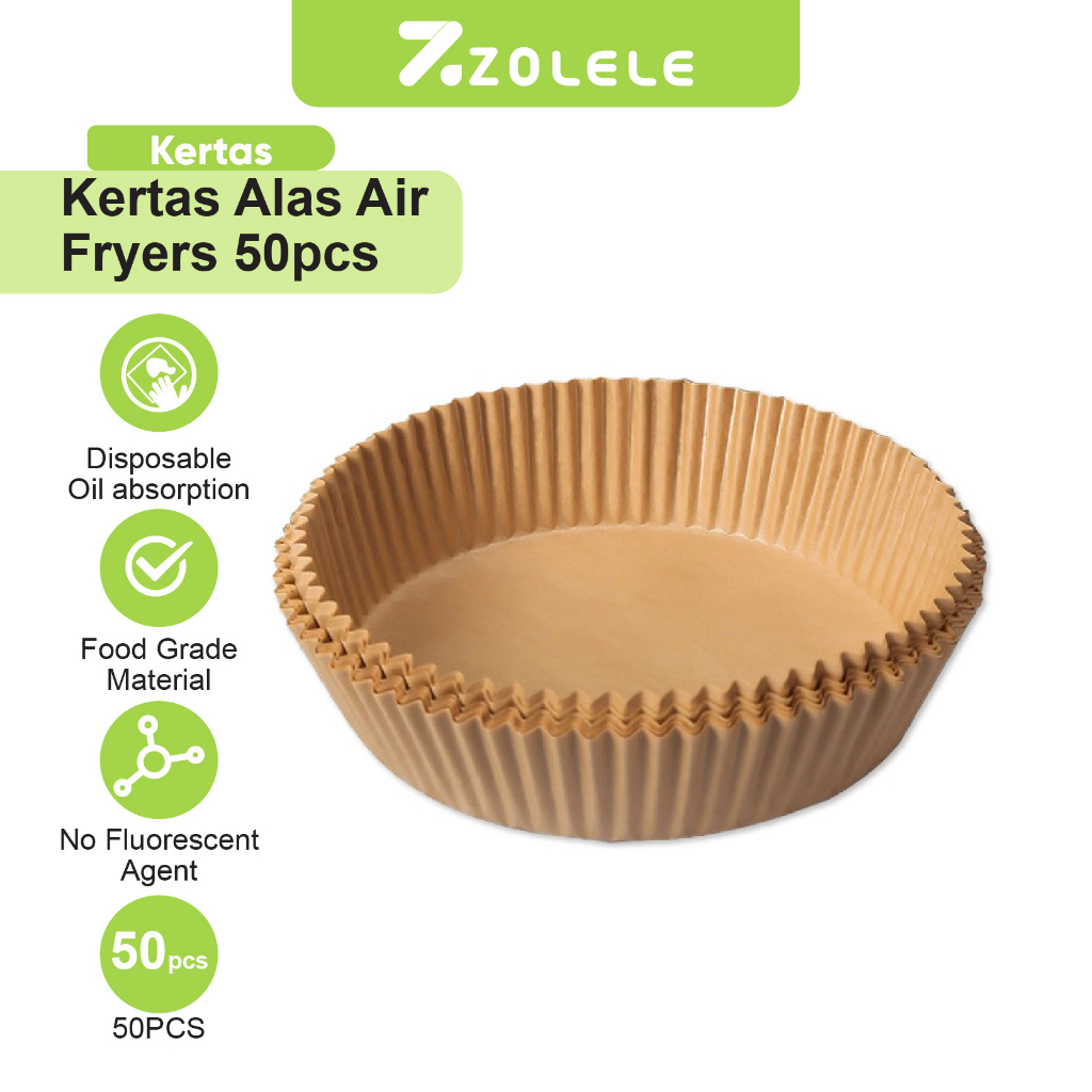 ZOLELE Kertas Alas Air Fryers 50pcs Anti Lengket Tahan Minyak Uk Baking Paper PIRING KERTAS