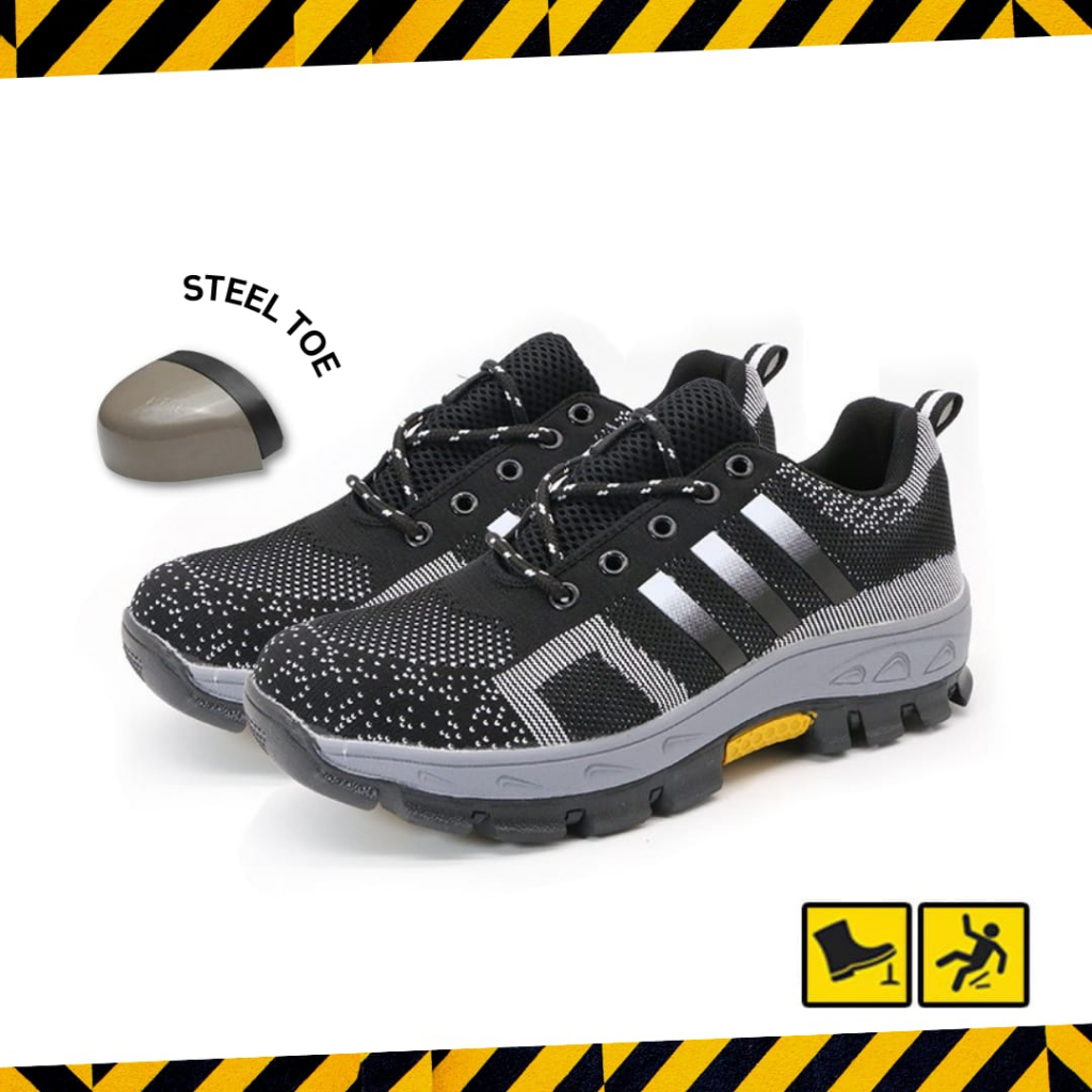 SPORT FAHSION SAFETY SHOES LOW AD 102 PRIA / WANITA MURAH SEFTY SHOES HITAM BERKUALITAS ANTI LICIN DEPAN BESI