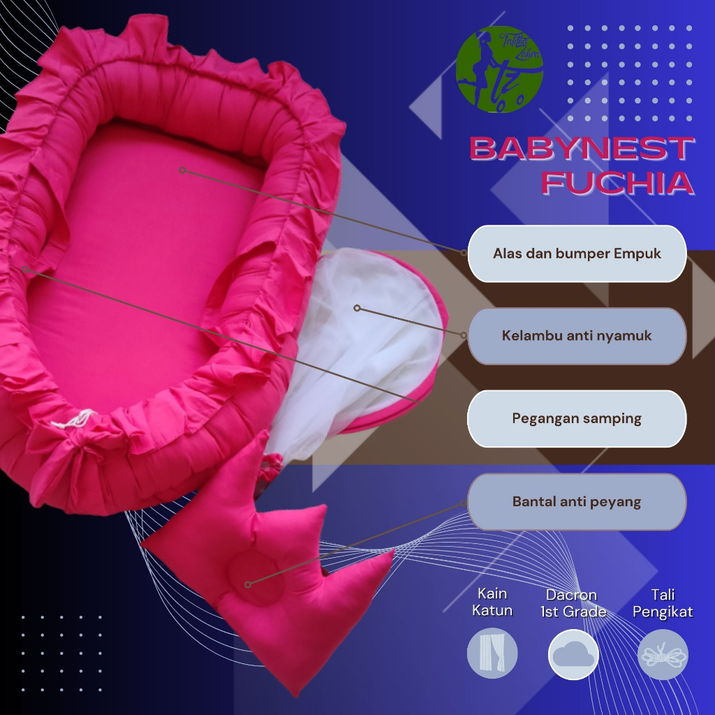 Paket hemat babynest ruffle dan kelambu bantal anti peyang kasur bayi rumbai kado lahiran murah terbaik