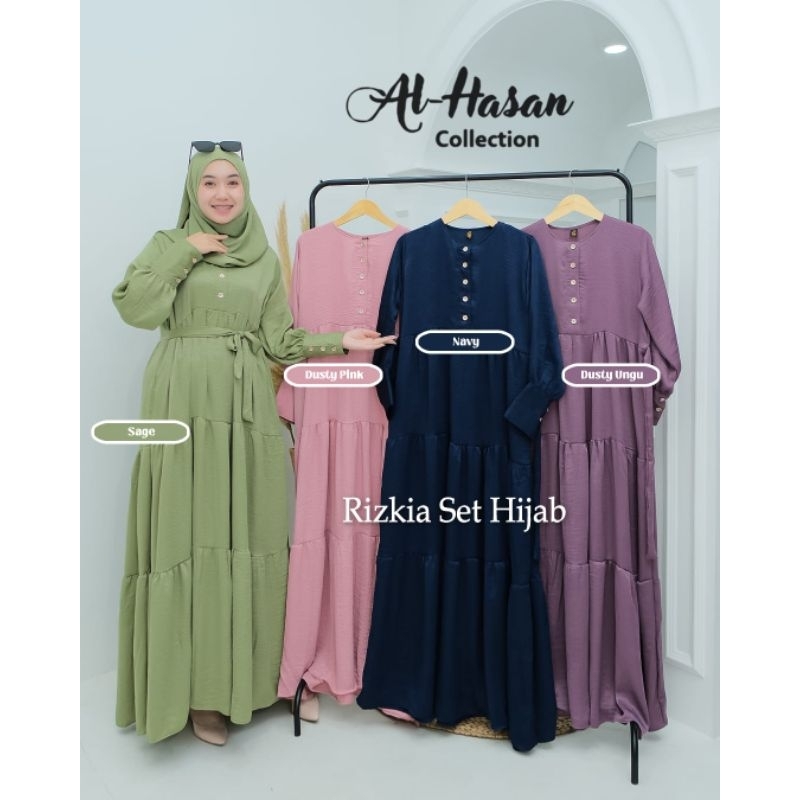 RIZKIA SET PASMINA, gamis simpel murah