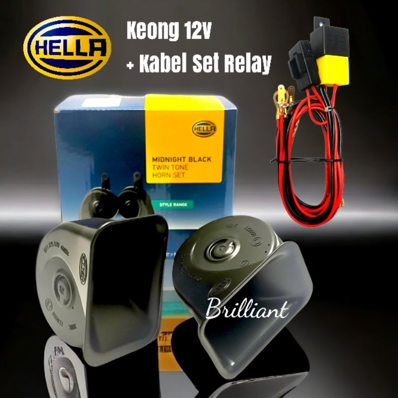 Klakson Dobel Keong Hella 12v - Midnight Black - Original Hella