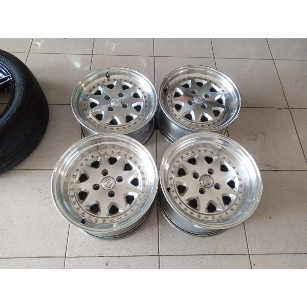 VELG RACING MOBIL CELONG PELEK BRABUS RING 15 LEBAR 7 / 8,5 LUBANG BAUT 4 X 100 OFFSET 30 / 35 WARNA