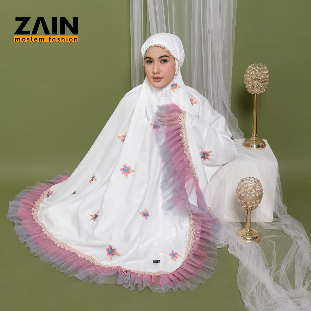 ZAIN - Mukena Dewasa Katun Premium Bordir Bunga Matahari Series Zain