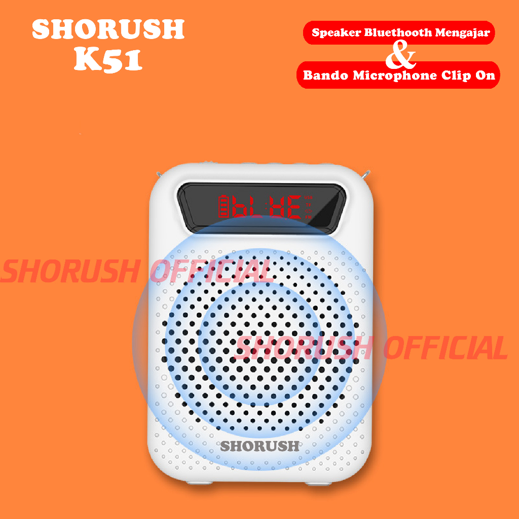 Shorush K51 Speaker Ikat Pinggang Portable Mini Bluethooth Dengan Microphone Mic Clip on Bando Pengeras Suara Untuk Guru Dosen Mengajar Instruktur Tour Guide Waistband Megaphone Presentasi Kegiatan Outdoor Seminar