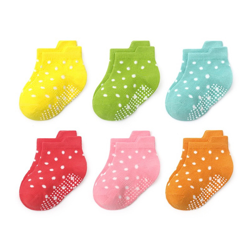 S M Kaos Kaki Import Anak Antislip Model Polos Dot Star