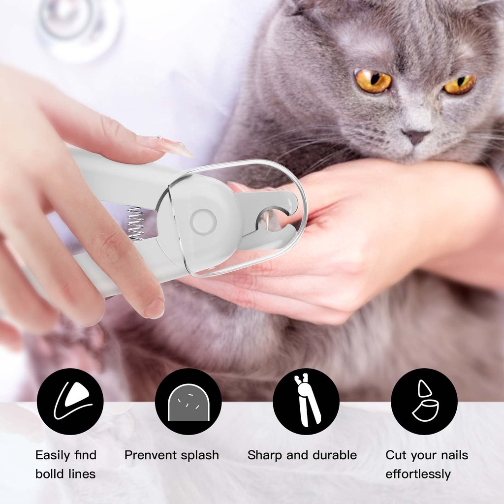 F28 LED Gunting dan Kikir SET Kucing Anjing dengan Penadah Kuku Transparan / LED Nail Clipper