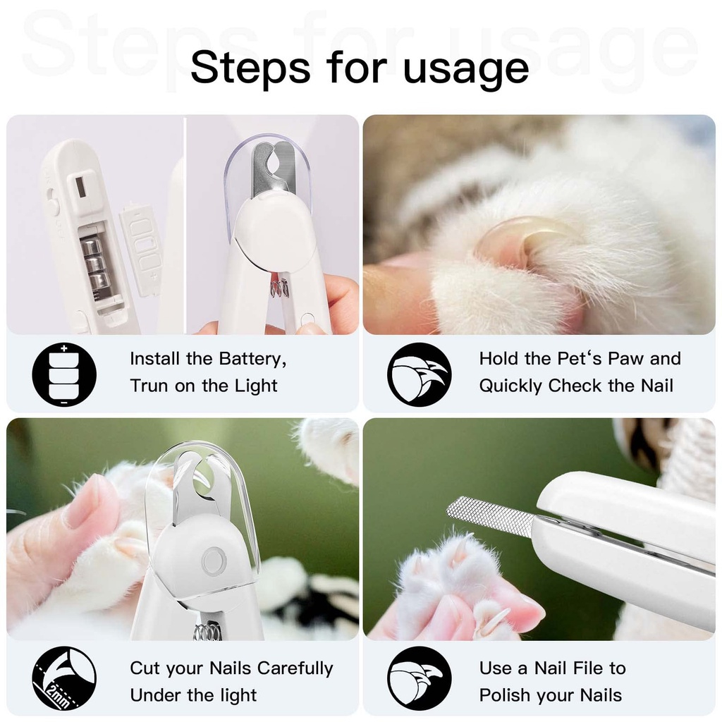 F28 LED Gunting dan Kikir SET Kucing Anjing dengan Penadah Kuku Transparan / LED Nail Clipper