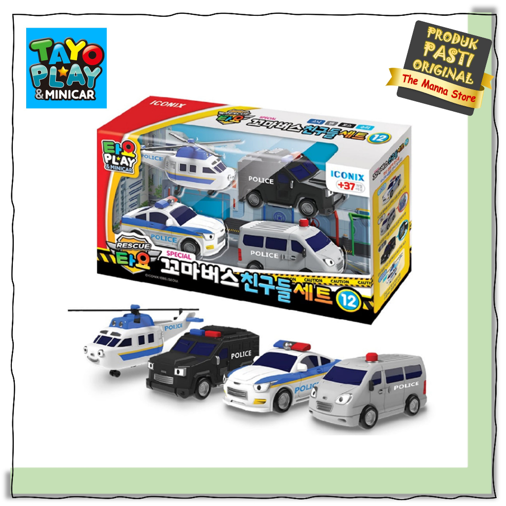 Iconix Tayo The Little Bus Minicar Bus Set 12th Police Car Set Korean Toys Animation Mainan Anak Son