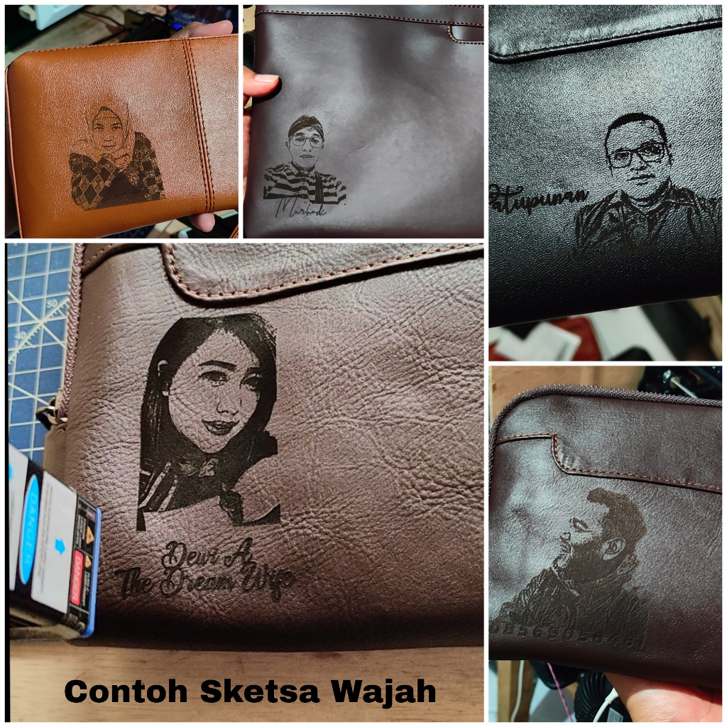 Tas selempang pria kulit barka bisa costum nama logo photo