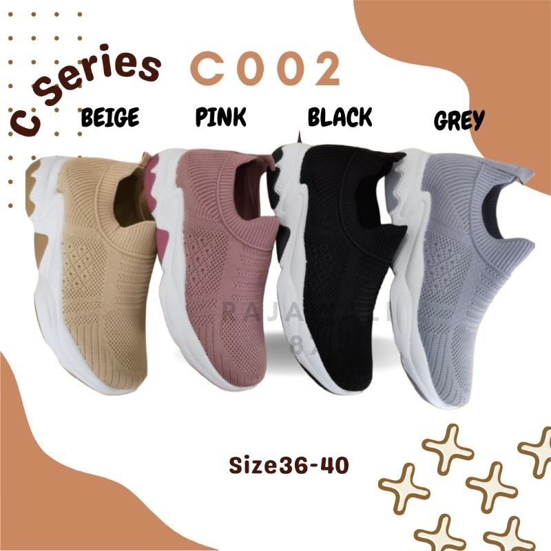 WM-C002 SEPATU SNEAKER FASHION CASUAL OLAHRAGA TERBARU STYLE KOMBINASI POLOS PRIA WANITA UNISEX BAHAN RAJUT SLIP ON BEST QUALITY REAL PICTURE