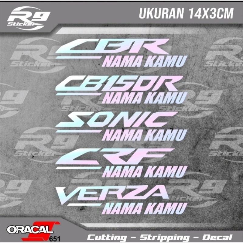 stiker motor cbr sonic crf verza custom nama