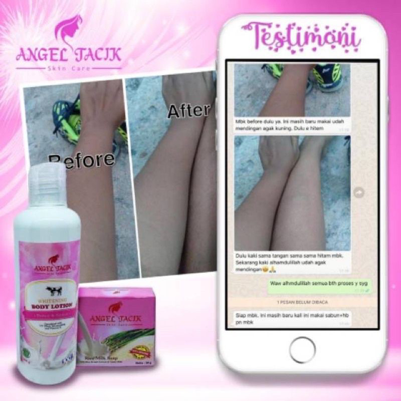 Angel Tacik Whitening Body Lotion | Pemutih Badan Handbody Angel Tacik | Sabun Pemutih | Scrub Angel Tacik