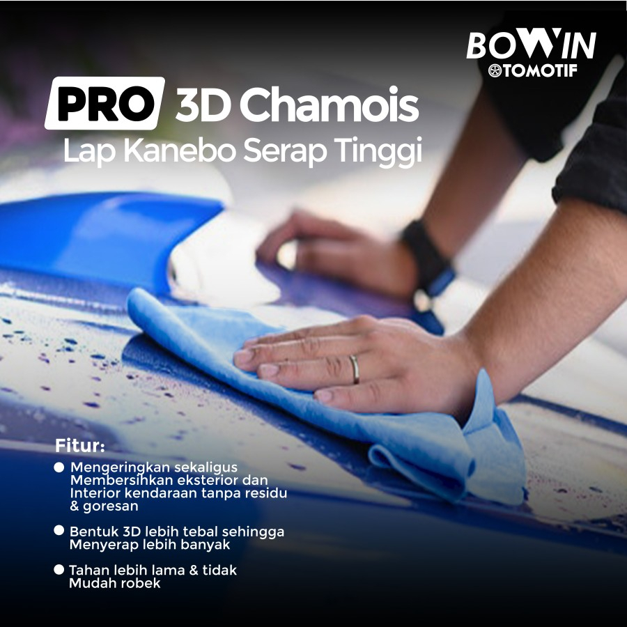 BOWIN Lap Chamois Kanebo (3D Smart Technology) - Lap Daya Serap Tinggi