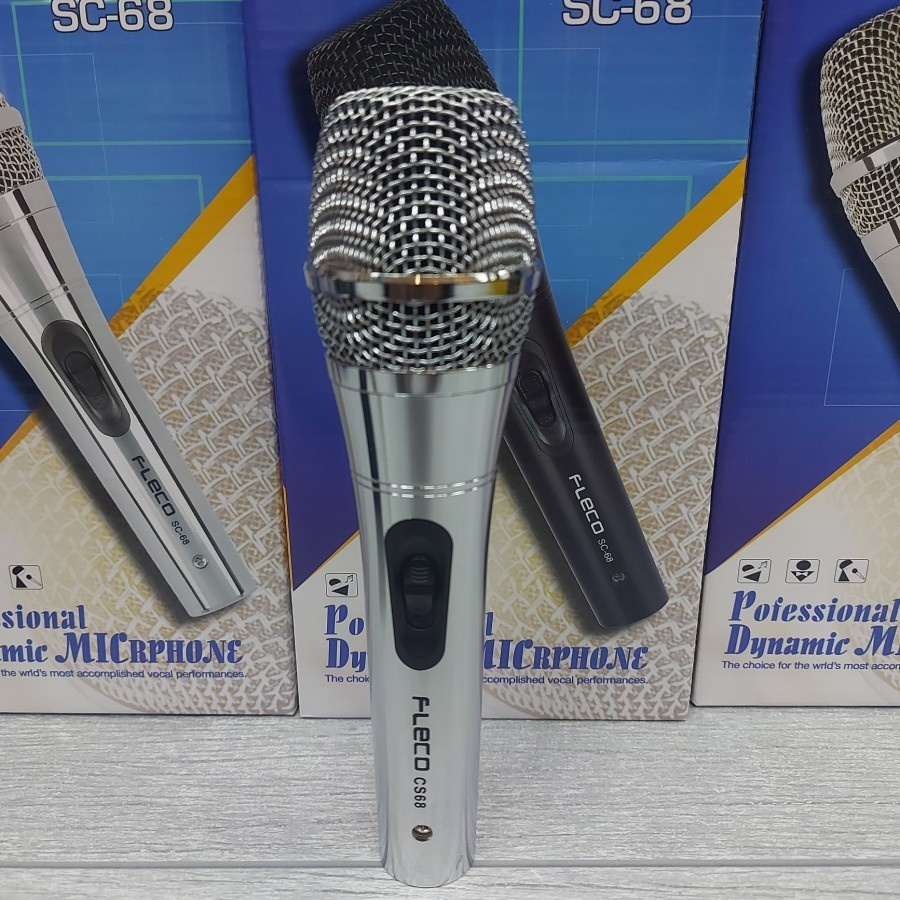Fleco SC-68 Dengan Kabel Mikrofon Dynamic Microphone Mic Karaoke Profesional Microphone / Mik Mikrofon Mikrophone Kabel Jack Besar 6.5mm Fleco SC68 | FMS