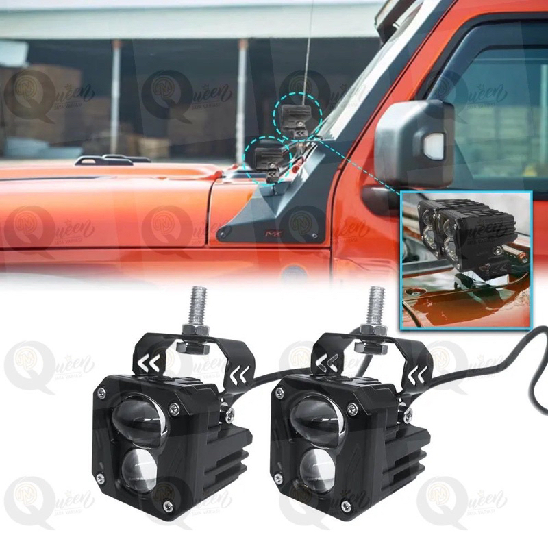 LAMPU SOROT 2LED MINI LASER GUN D2 - FOGLAMP LASER GUN LAMPU TEMBAK JAUH DEKAT WARNA CAHAYA KUNING |