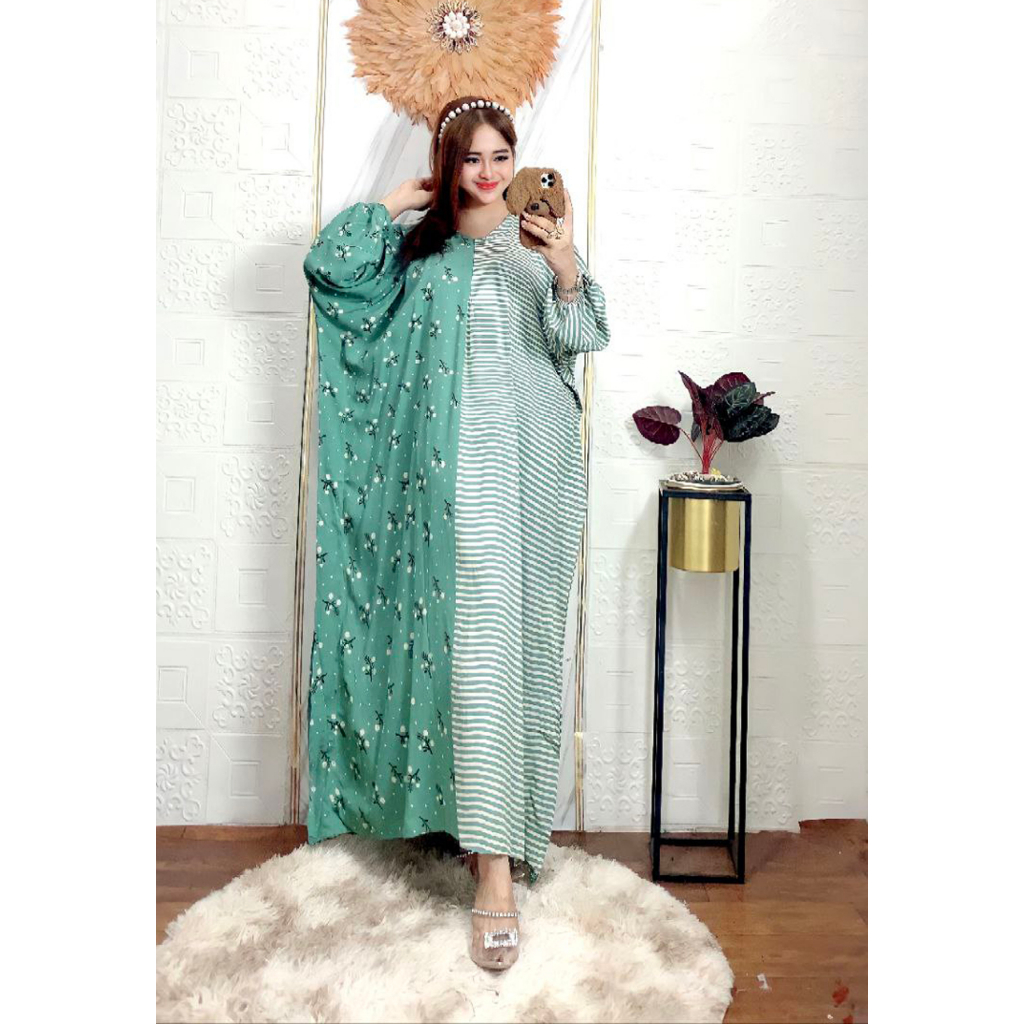 Kaftan Jumbo Ld 170 Batik Pekalongan Rayon Premium Busui Resleting Depan