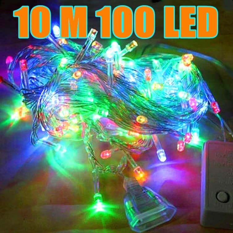 LAMPU NATAL LED 10M 100 TWINKLE LED LAMPU HIAS DEKOR RAINBOW COLORFULL