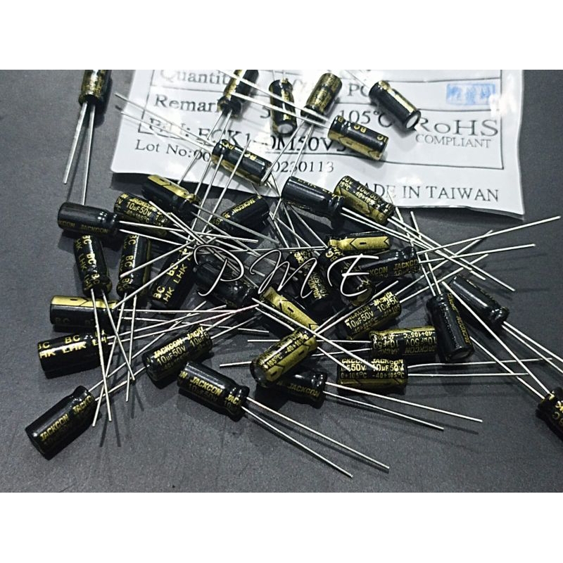 CAPASITOR ELCO 10UF 50VOL JACKCON ORIGINAL. 10PCS