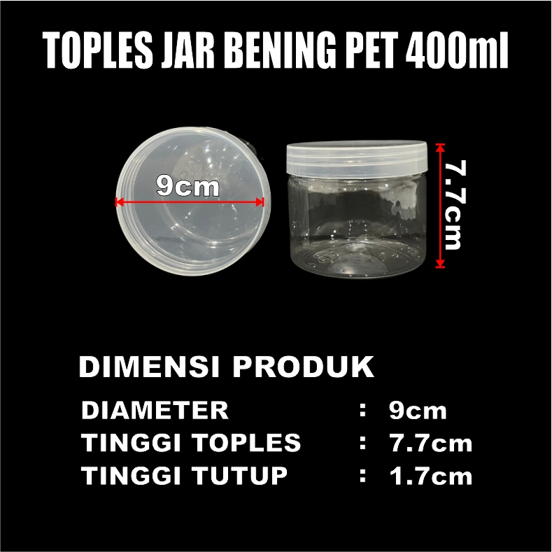 Toples Plastik Jar Silinder Bening Pet 400ml Per Pcs Tempat Kue Kering