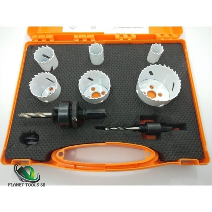 planettools STAMVICK Hole Saw Besi KAYU PVC Set Mata Bor Pelubang Besi 9PC 19-57MM