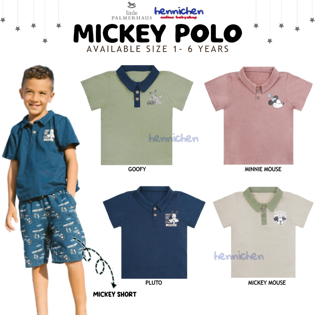 LITTLE PALMERHAUS DISNEY 100 POLO SHIRT PRINTED POLO SHIRT BASIC POLO KEMEJA ANAK KEMEJA KAOS POLO 1-6 TAHUN