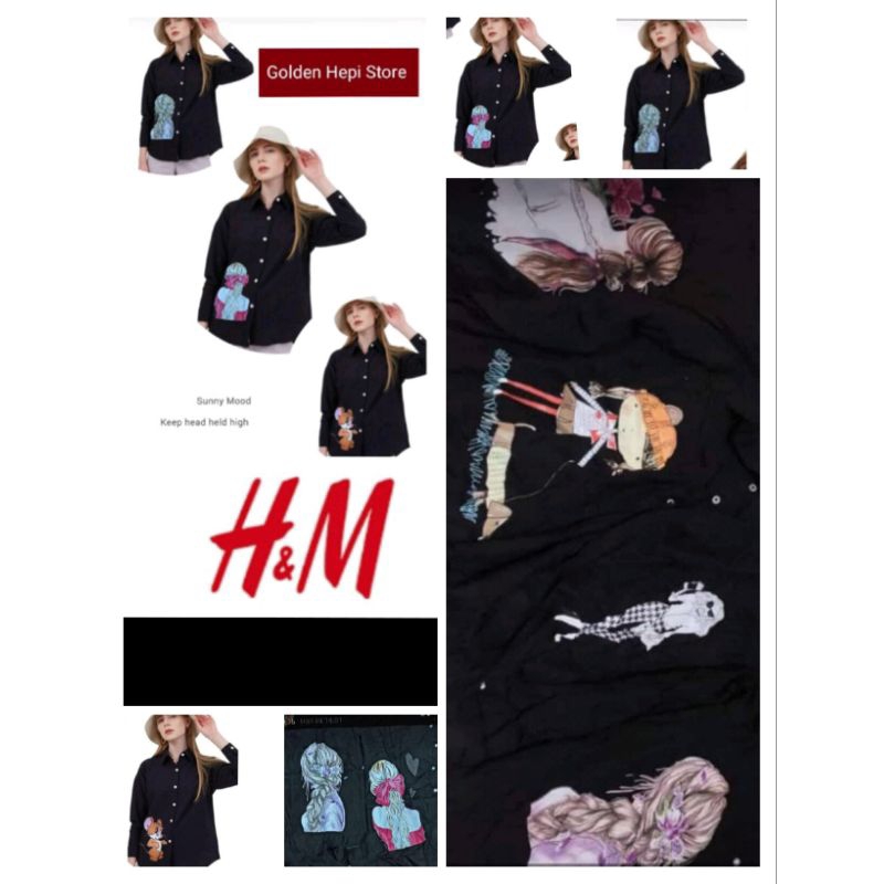 Kemeja Wanita H&amp;M Black Kemeja Hitam Wanita Kemeja Kerja Wanita Original Branded