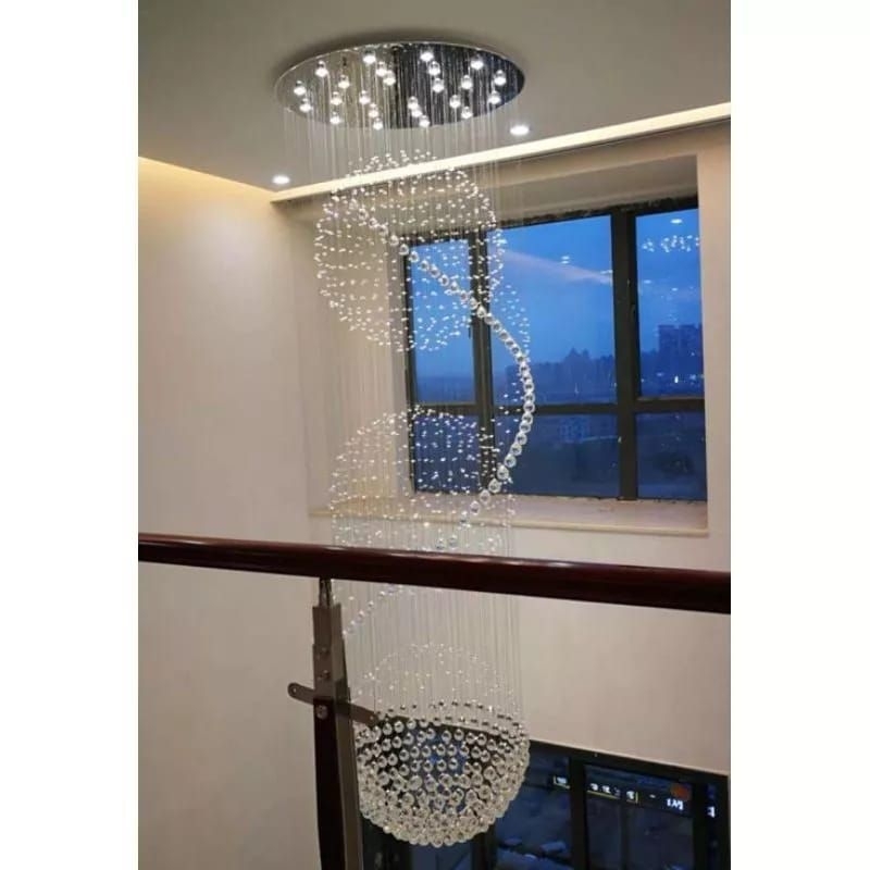 LAMPU KRISTAL LAMPU PLAFON VOID TANGGA D.100CM 300CM