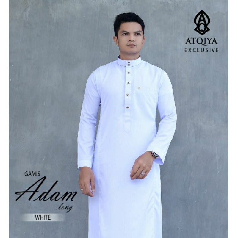 Gamis Atqiya Bahan Saudi Motif Adam Lengan Long Non Manset