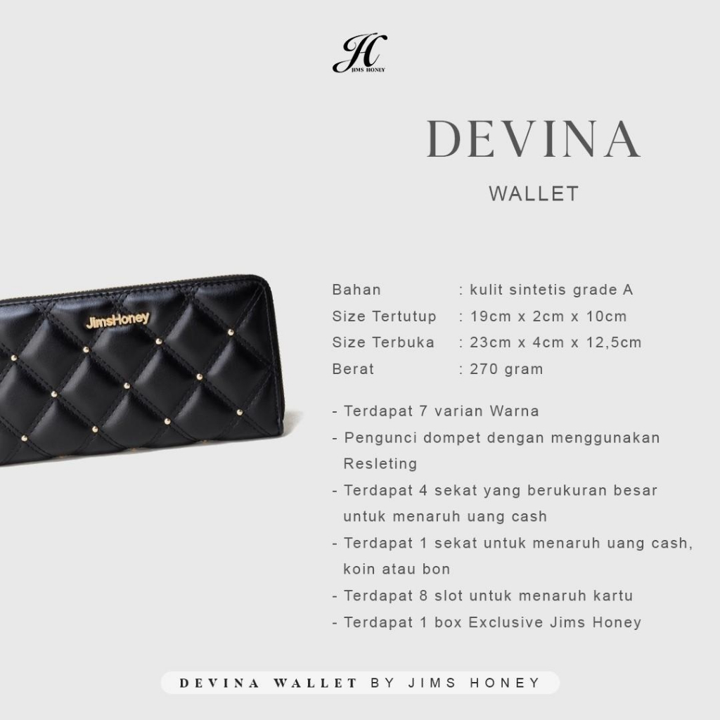 Jims Honey Devina Wallet Dompet Panjang JH Berkualitas Mewah Fashionable Korean Style